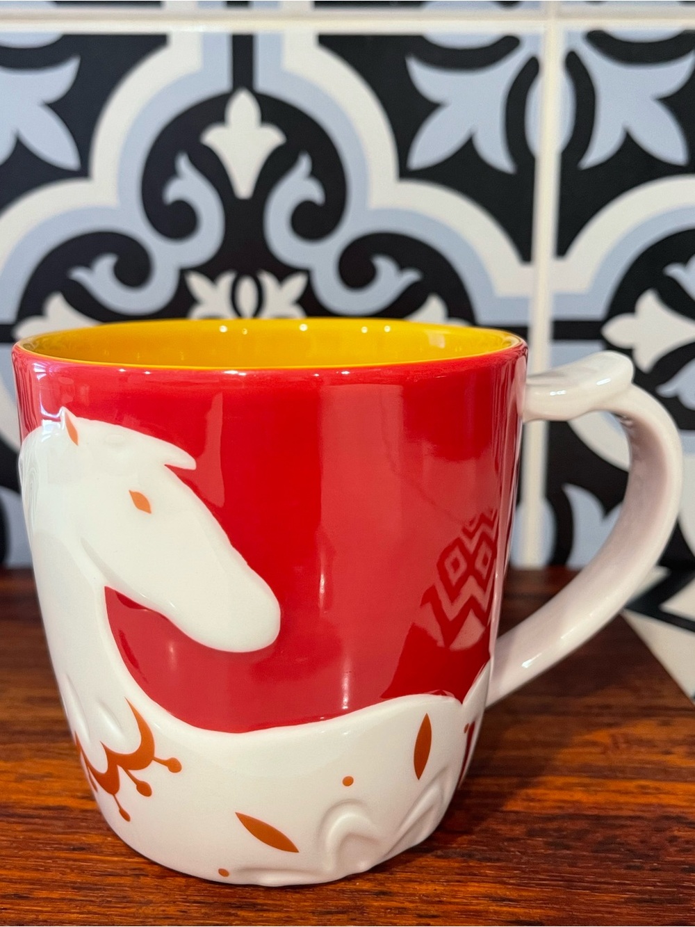 STARBUCKS 2013 Chinese New Year ZODIAC Horse Ceramic Cup Mug 12oz RED